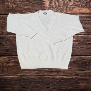 Vintage White V-Neck Sweater
